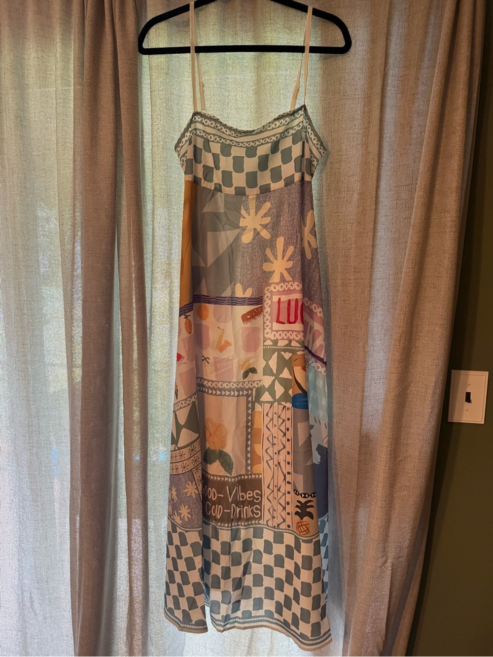 Sleeveless Multicolor Patchwork Slip Dress